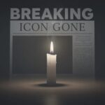 R.I.P. Oscar Winner Behind The Godfather DIES… A lit candle in front of a newspaper with the headline 'BREAKING ICON GONE'