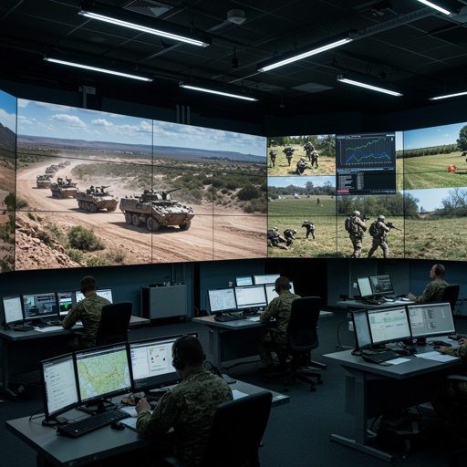 shutterstock_2610922807.jpg Military personnel monitoring operations in a high-tech command center