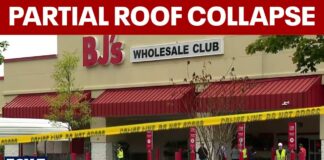 Roof partially collapses in NJ BJ's Wholesale Club