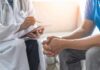 Doctor-Ordered Ketamine—Career Obliterated? Doctor consulting a patient on a sofa