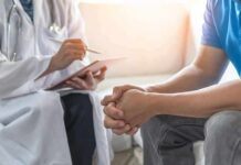 Doctor-Ordered Ketamine—Career Obliterated? Doctor consulting a patient on a sofa
