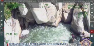 Video shows woman being rescued after falling into Kern River