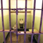 Parole Gate Widens—Transparency Nowhere Interior of a prison cell with a toilet, sink, and metal bars