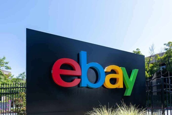 shutterstock_2356641347 eBay logo on a large black sign outdoors