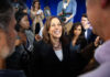 Progressive Pushback Brewing For Harris? Kamala Harris smiling among supporters with Maya Harris nearby