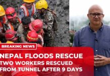 Mountain Tunnel Miracle After Deadly Floods Two workers rescued alive from Nepal tunnel nine days after devastating floods