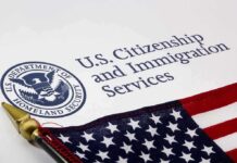 U.S. Citizenship and Immigration Services document with American flag