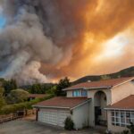 Wind-Whipped Inferno Targets Reno Suburban house under towering wildfire smoke plume