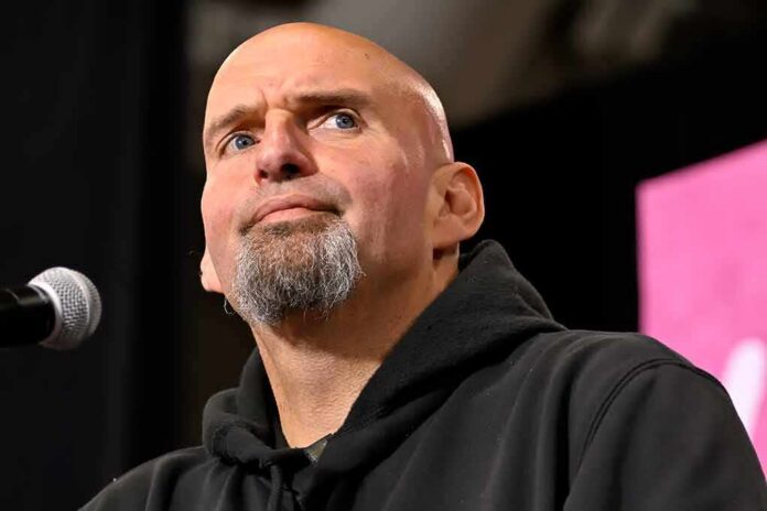 shutterstock_2206788185 bald man with goatee speaking at a microphone