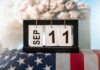 After The Smoke: A Manager Chooses Family Perpetual desk calendar showing Sep 11 on an American flag