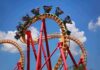 Brain Injury Claims Explode at Six Flags Roller coaster train twists through a vertical loop