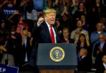Trump Storms Kentucky – What’s He Planning? Donald Trump speaking at a rally behind a presidential podium