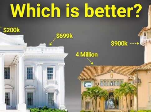 Comparison of the White House and Mar-A-Lago with price tags