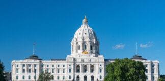 White domed building under a clear blue sky.