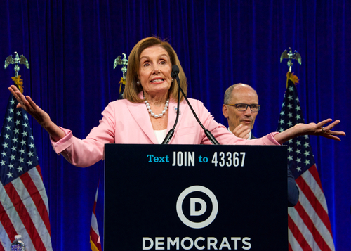 shutterstock_1642719151 (1).jpg featured image Nancy Pelosi speaking at Democratic National Committee event.