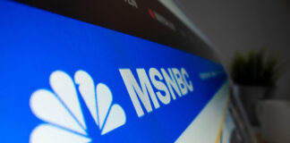 MSNBC logo on a computer screen.