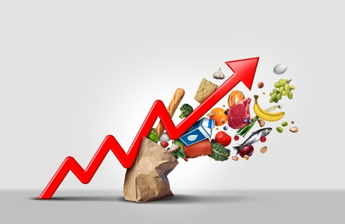 shutterstock_2094823315.jpg featured image Red arrow with rising groceries illustration.