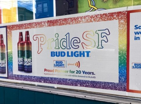 Bud Light Pride SF poster promoting GLAAD partnership.