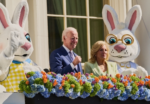 Joe Biden, Jill Biden with Easter Bunnies at White House.