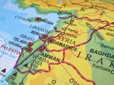 Closeup map of Middle East region
