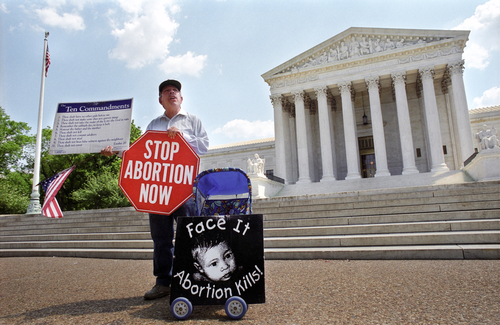 shutterstock_51050176.jpg featured image Person protesting abortion outside the United States Supreme Court.